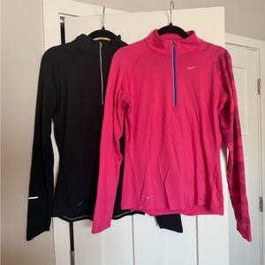 Nike Dri-Fit Set of 2 Black and Pink Zip-Up Long Sleeve Medium